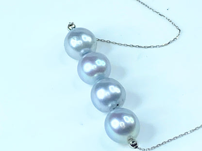 8.8mm Grey salted cultured Pearls Platinum necklace 17" 4.9g JR9846