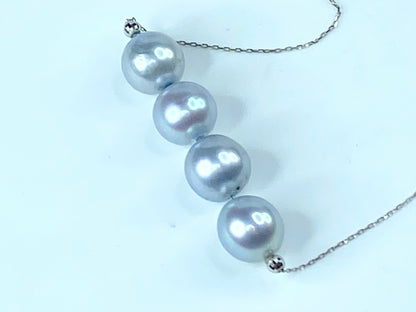 8.8mm Grey salted cultured Pearls Platinum necklace 17" 4.9g JR9846