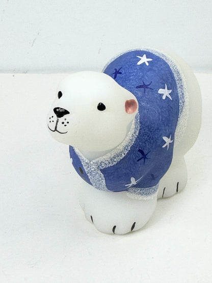 Signed Fenton Art Glass Polar Bear Figurine by J Brightbill mint A988