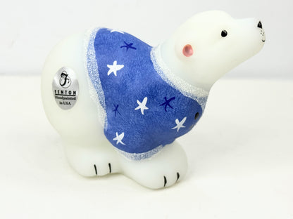 Signed Fenton Art Glass Polar Bear Figurine by J Brightbill mint A988