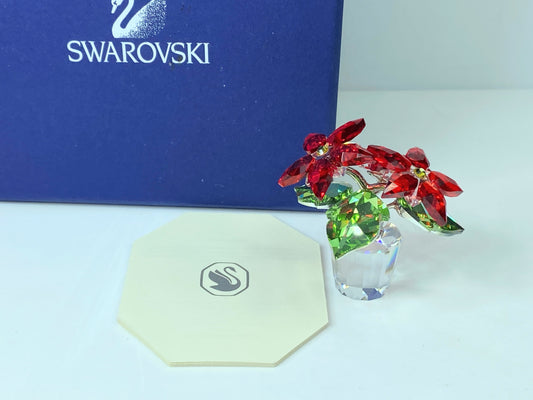 Swarovski Poinsettia Figurine Christmas Red Flower Medium MIB S242