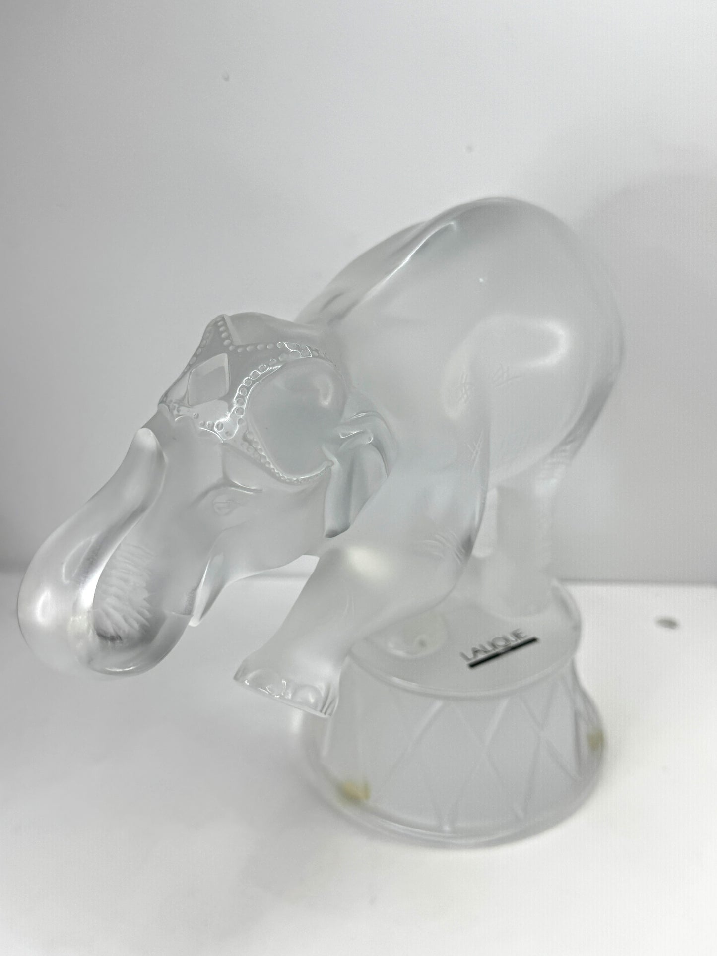 Vintage Lalique Frosted Crystal "Zambo" Circus Elephant sculpture 8.25" A1055