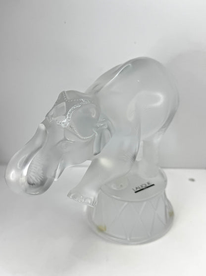 Vintage Lalique Frosted Crystal "Zambo" Circus Elephant sculpture 8.25" A1055