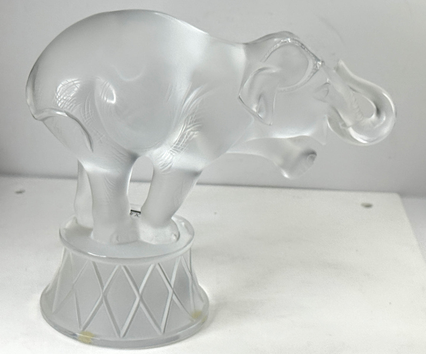 Vintage Lalique Frosted Crystal "Zambo" Circus Elephant sculpture 8.25" A1055
