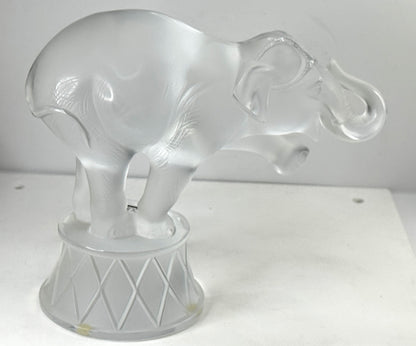 Vintage Lalique Frosted Crystal "Zambo" Circus Elephant sculpture 8.25" A1055