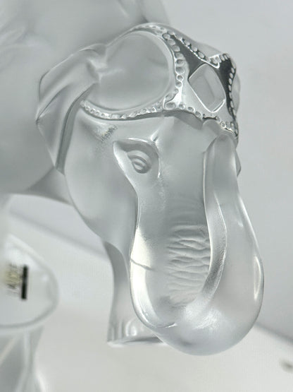 Vintage Lalique Frosted Crystal "Zambo" Circus Elephant sculpture 8.25" A1055