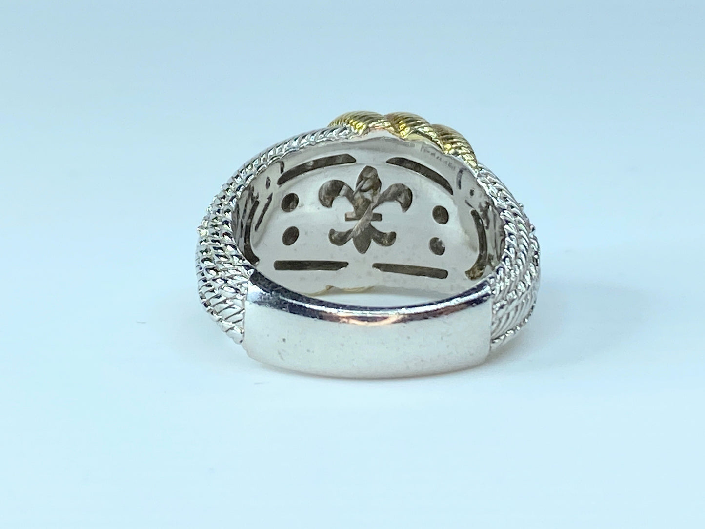 Judith Ripka Sterling silver 925 two tone and CZ cocktail ring