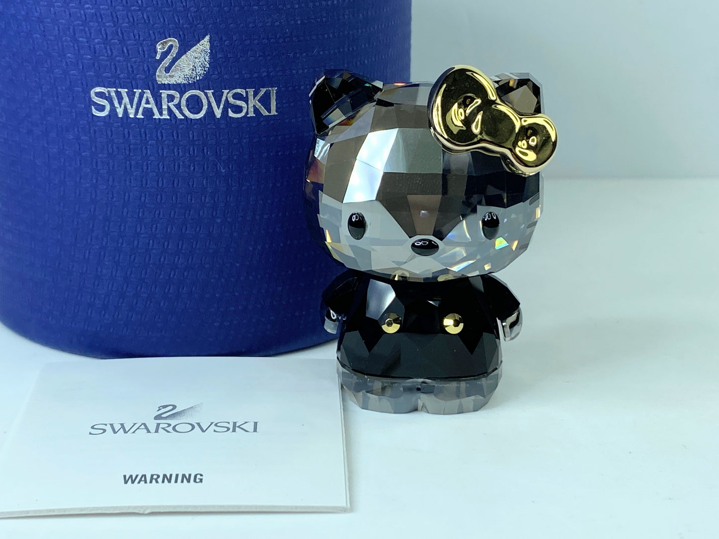Swarovski Hello Kitty Rare Black Shirt Mirrored Gold Bow Sanrio MIB S243