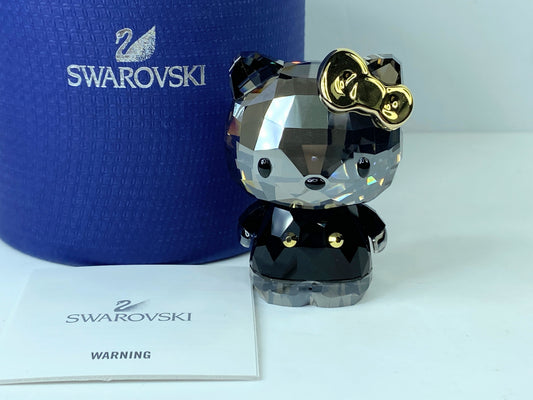 Swarovski Hello Kitty Rare Black Shirt Mirrored Gold Bow Sanrio MIB S243