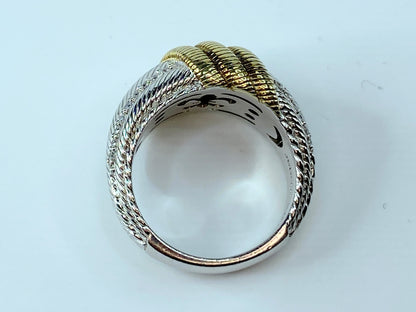 Judith Ripka Sterling silver 925 two tone and CZ cocktail ring