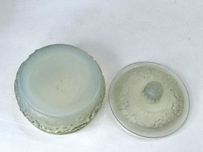 Vintage Sabino France Frosted Opalescent Glass Floral Trinket Box A1056