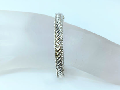 Judith Ripka 925 Sterling Silver 8mm Wide Hinged Cuff Bangle