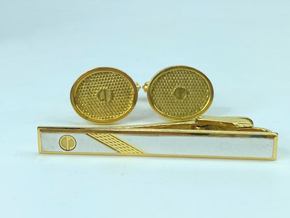 Dunhill D Logo Tie Clasp Cufflinks Set Vintage Gold GS461