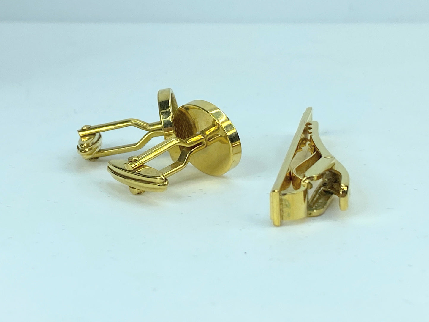 Dunhill D Logo Tie Clasp Cufflinks Set Vintage Gold GS461