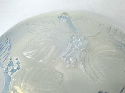 Vintage Sabino France Opalescent Glass Blackberry embossed Underplate Dish A1057