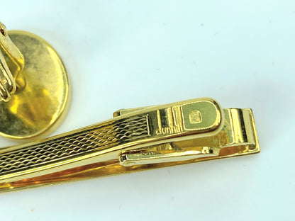Dunhill D Logo Tie Clasp Cufflinks Set Vintage Gold GS461