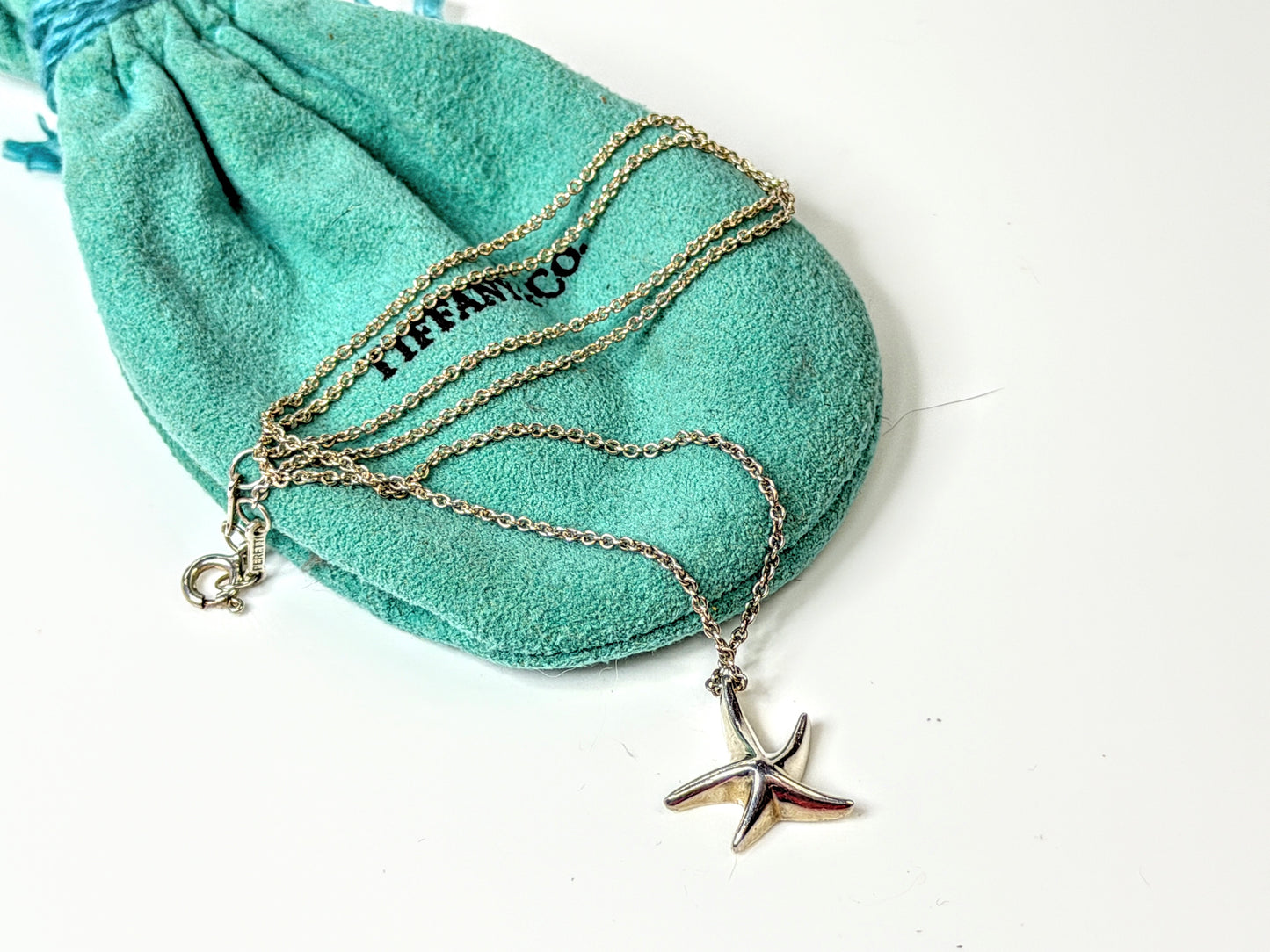 Vintage Tiffany & Co Elsa Peretti Starfish Sterling Silver Necklace JR1656