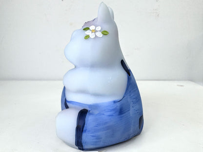 Fenton 100 Years Blue Burmese Hippo Hand Painted QVC 2005 signed M Young A1059