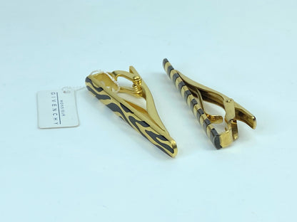 Givenchy golden tone black enamel tie clip set of two 13.1g GS463