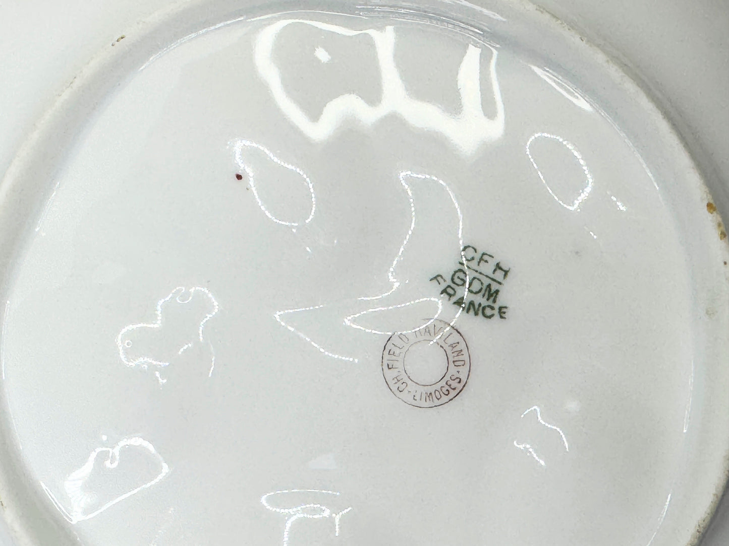 Charles Field Haviland Limoges Oyster Plate Antique Pink and Blue Floral A492