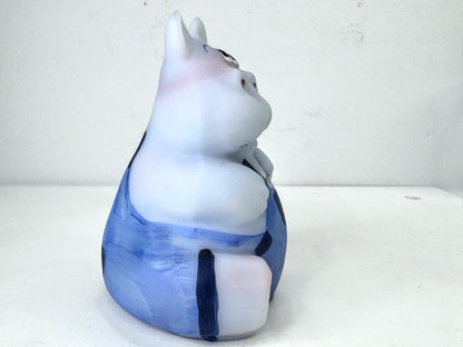 Fenton 100 Years Blue Burmese Hippo Hand Painted QVC 2005 signed M Young A1059