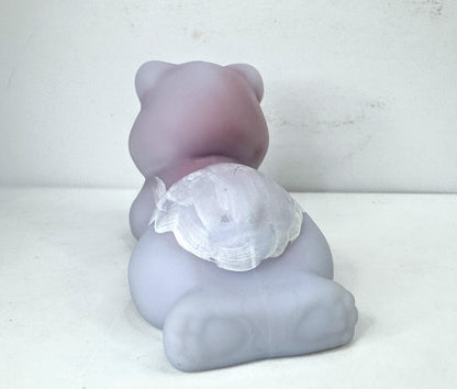 Fenton Blue Burmese 100th Anniversary Hand Painted Bear With Ladybug A1060