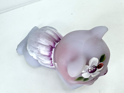Fenton Blue Burmese 100th Anniversary Hand Painted Bear With Ladybug A1060