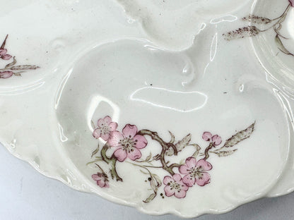 Antique Limoges Haviland & Co. Oyster Plate, Sakura Pink Flowers White 8.5" A494