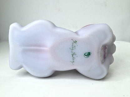 Fenton Blue Burmese 100th Anniversary Hand Painted Bear With Ladybug A1060