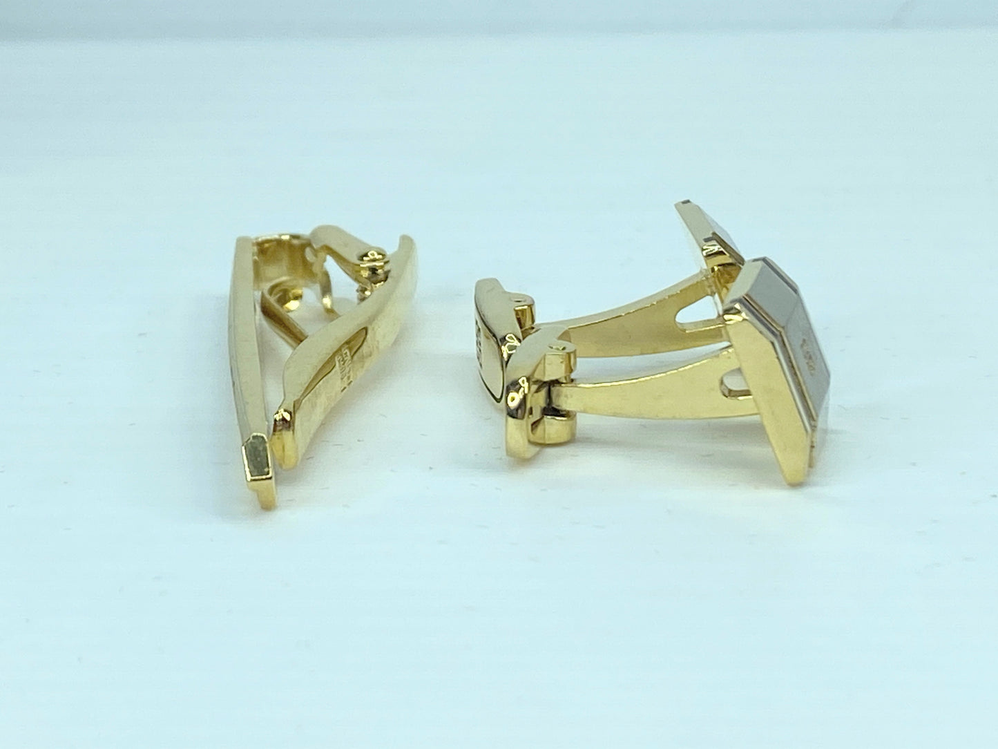 Givenchy Cufflink Tie Clip Set – Black enamel Silver tone with Gold Gilt GS526