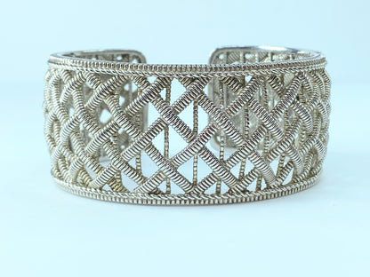 Judith Ripka 30.0mm Wide Sterling Silver Cuff Bangle Bracelet