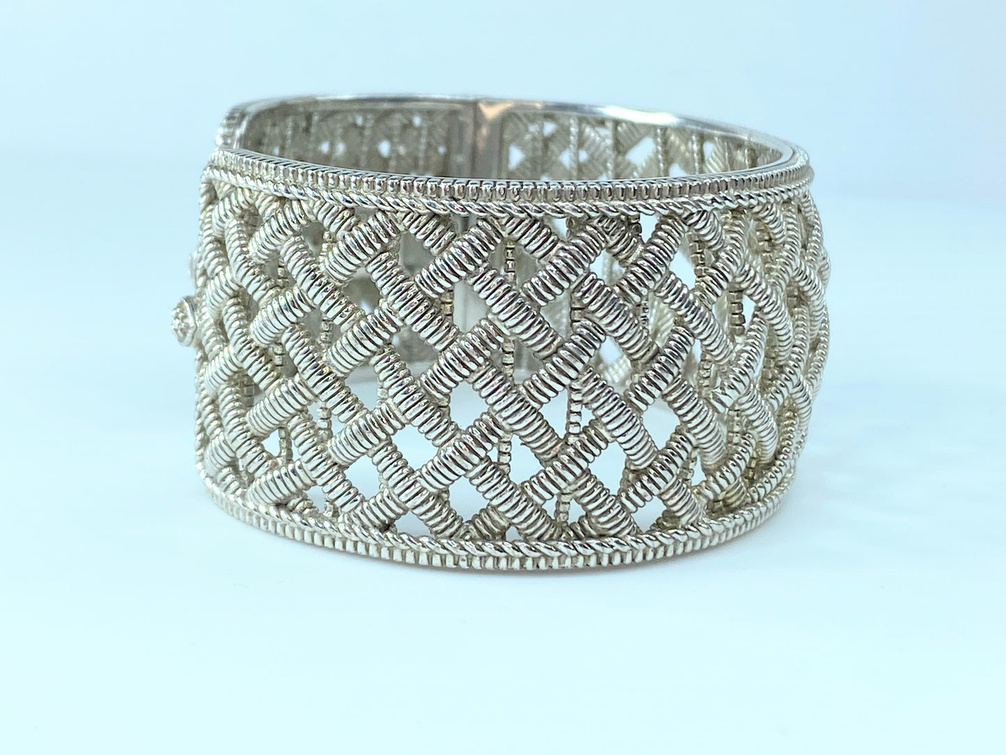 Judith Ripka 30.0mm Wide Sterling Silver Cuff Bangle Bracelet