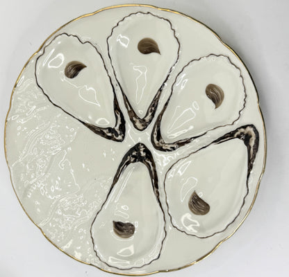 Antique Trompe L’oeil, "Napkin" Six Well Oyster Plate 9.25" Mint A496