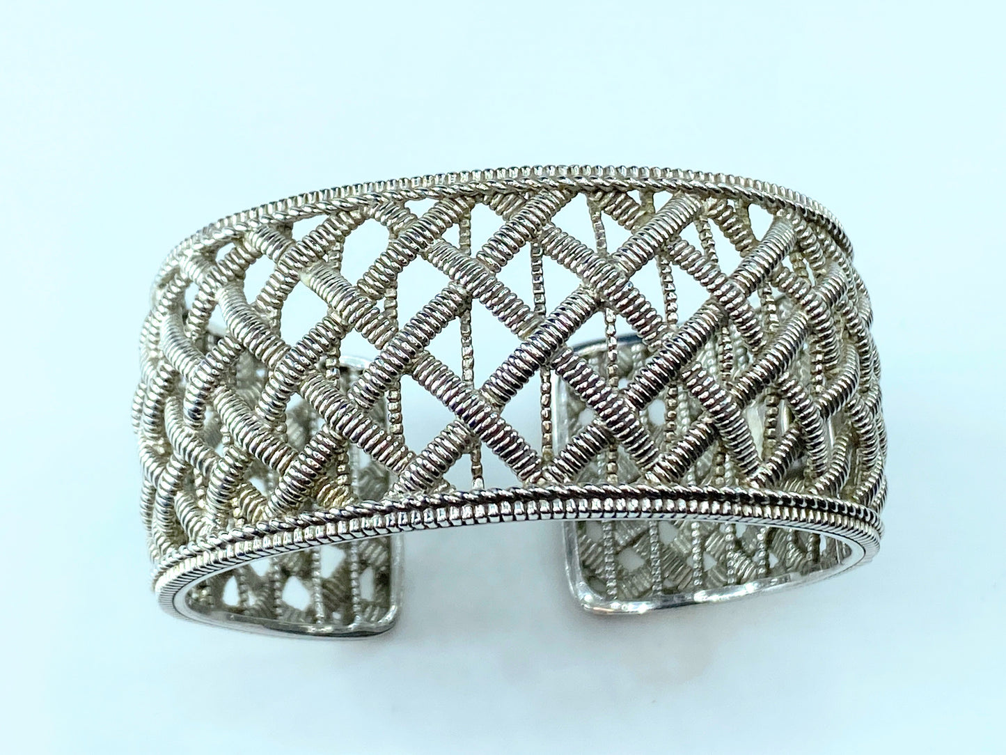 Judith Ripka 30.0mm Wide Sterling Silver Cuff Bangle Bracelet