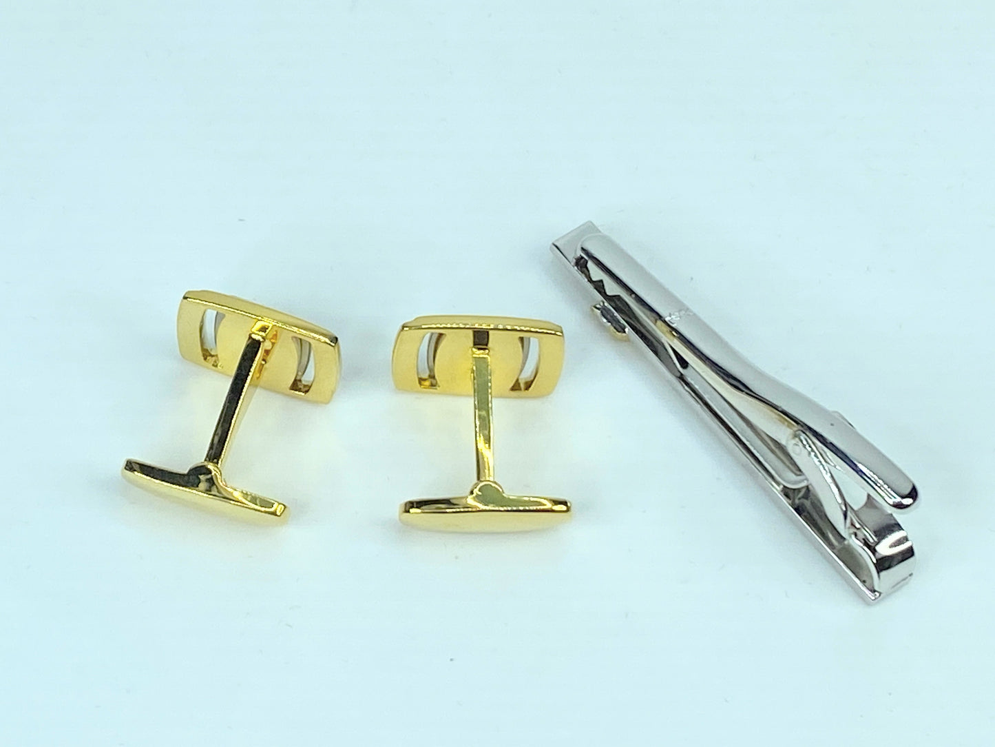 Yves Saint Laurent Tie Clip Cufflinks YSL Gold Silver men's accessory set GS528