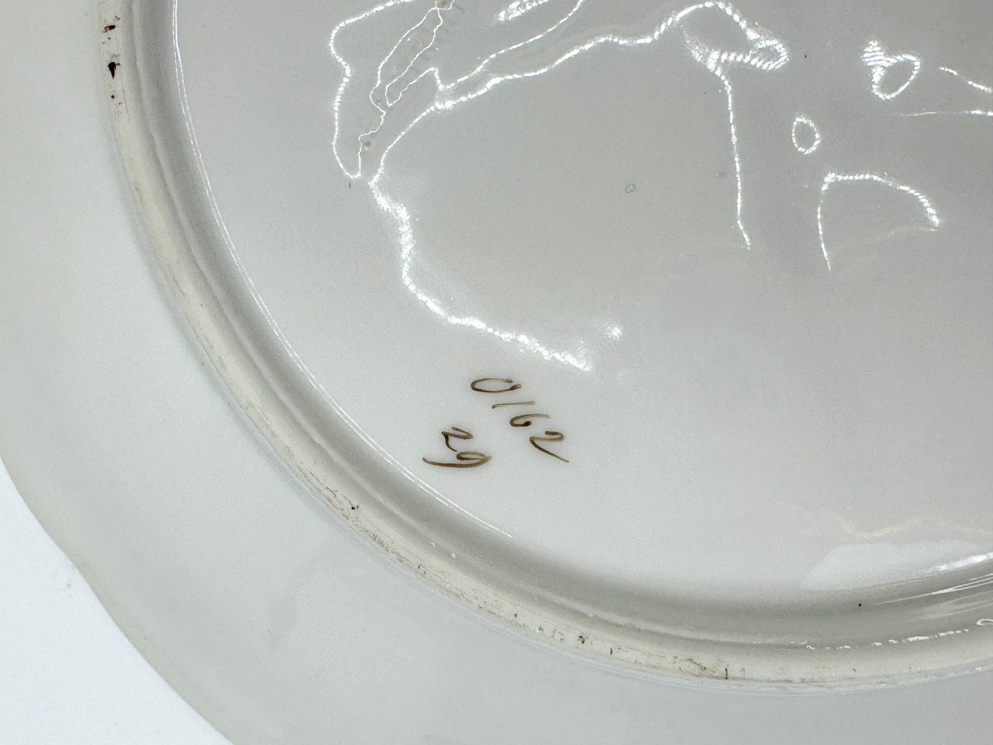 Antique Trompe L’oeil, "Napkin" Six Well Oyster Plate 9.25" Mint A496