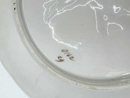 Antique Trompe L’oeil, "Napkin" Six Well Oyster Plate 9.25" Mint A496