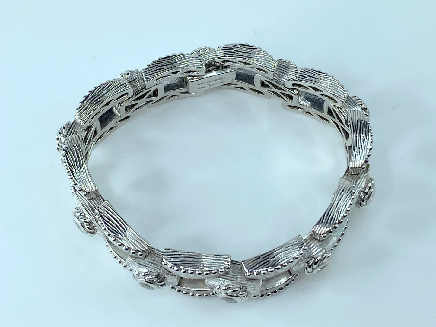 Judith Ripka Sterling Silver and CZ Large track Wide Bracelet