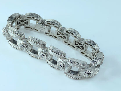 Judith Ripka Sterling Silver and CZ Large track Wide Bracelet