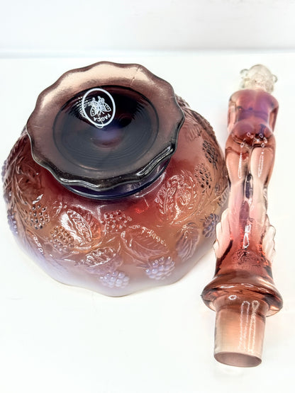 Fenton Cranberry Opalescent September Morn Nymph Girl & Flower Frog A1063