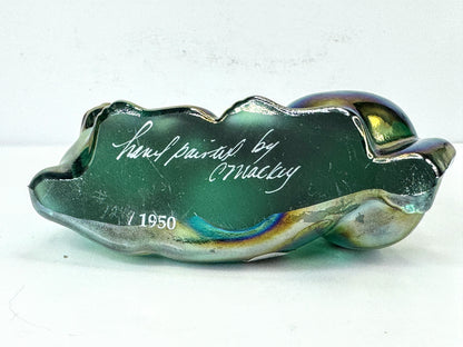 Fenton Iridescent Hand Painted Cat Figurine Signed C. Mackey A1064