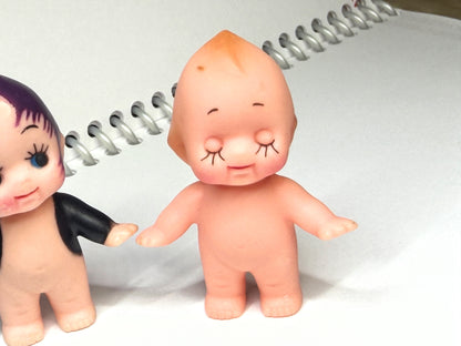 Vintage Black Celluloid Plastic Kewpie Doll 2" Figurine set of three A1028