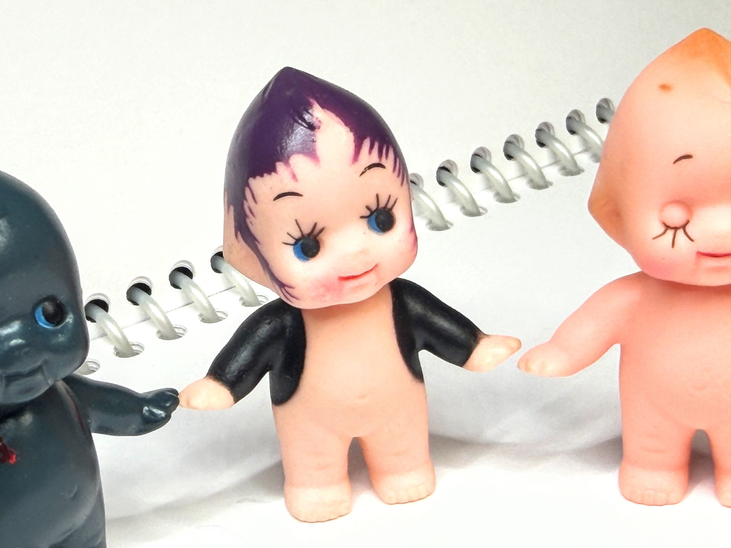 Vintage Black Celluloid Plastic Kewpie Doll 2" Figurine set of three A1028