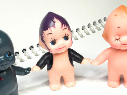 Vintage Black Celluloid Plastic Kewpie Doll 2" Figurine set of three A1028