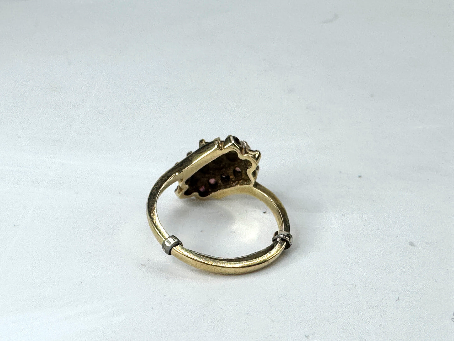 Vintage 10K Ruby Diamond accent Cluster Ring Size 6.25 JR1817