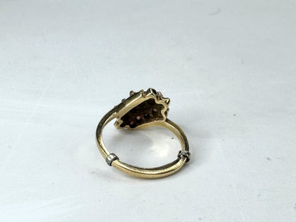 Vintage 10K Ruby Diamond accent Cluster Ring Size 6.25 JR1817