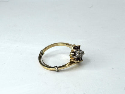 Vintage 10K Ruby Diamond accent Cluster Ring Size 6.25 JR1817