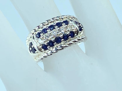 Judith Ripka Viba Blue Sapphire CZ Sterling Silver 925 Statement ring