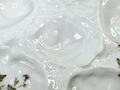 Antique Oyster Plate Hand Painted Flowers - Limoges Porcelain - France 8.5" A499