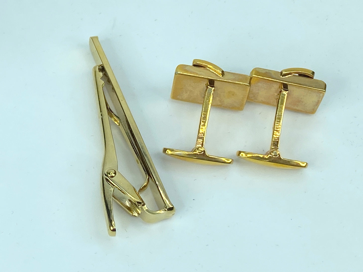 Yves Saint Laurent Tie clip bar pin YSL Logo Onyx Black Gold plated GS531